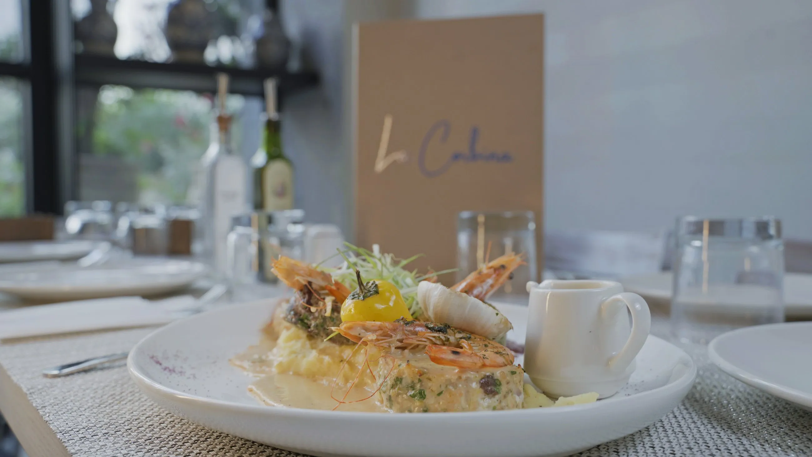 A composed prawn dish from La Corbina's kitchen