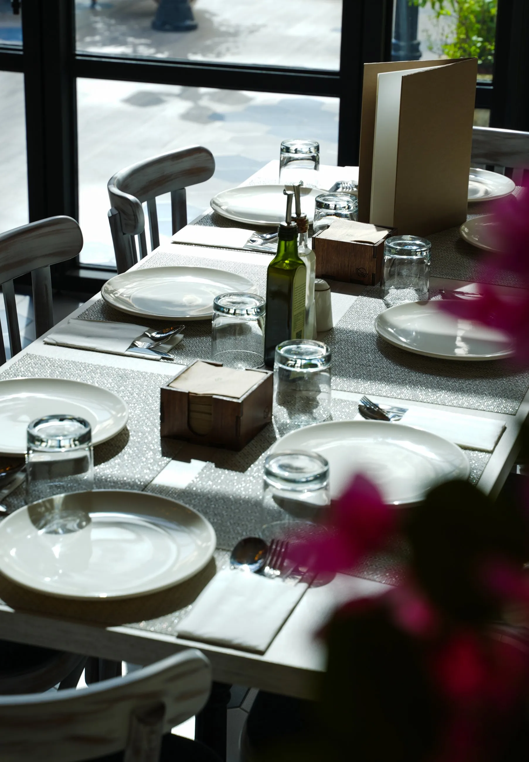 A carefully set table at La Corbina