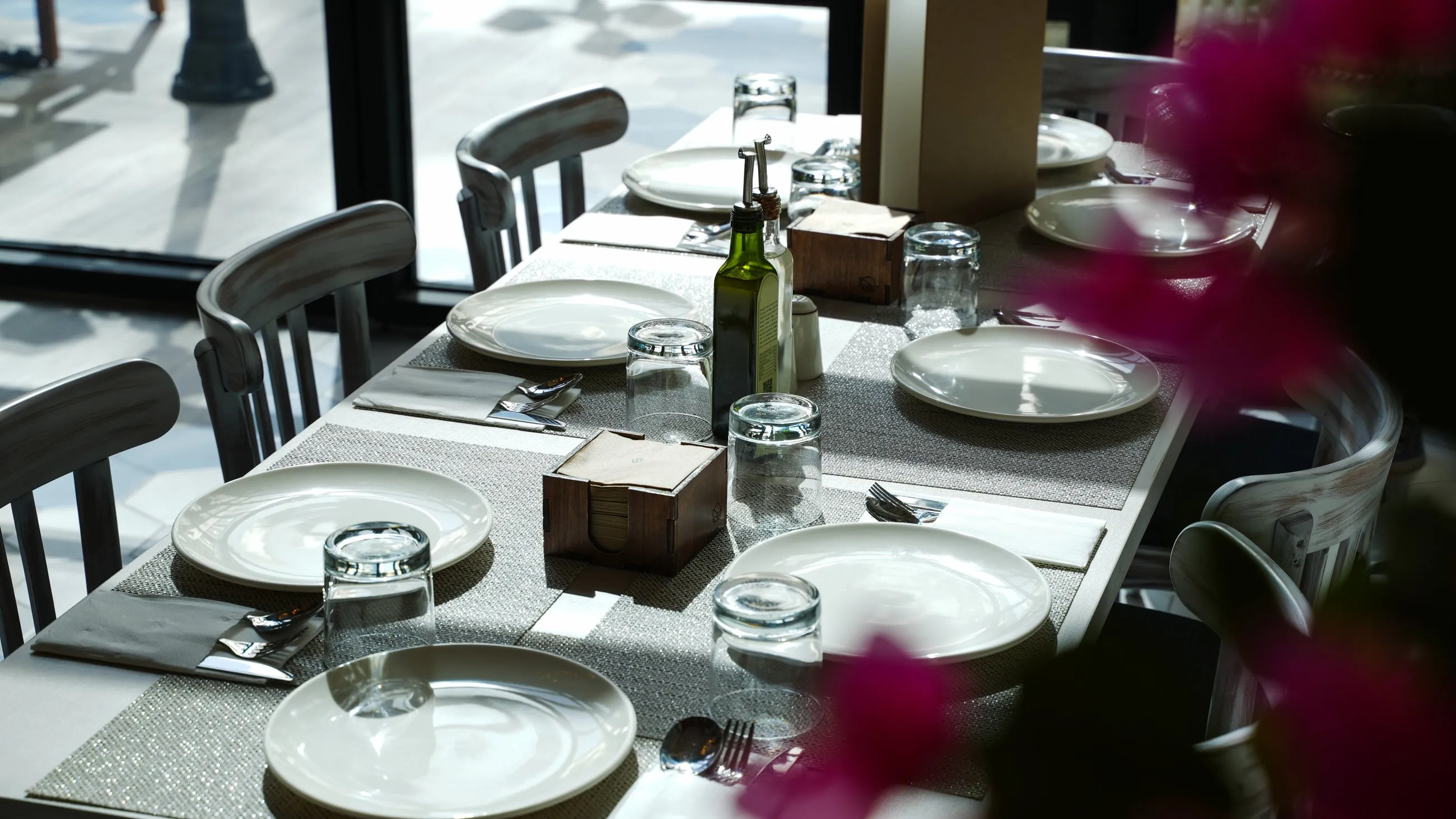 A carefully set table at La Corbina