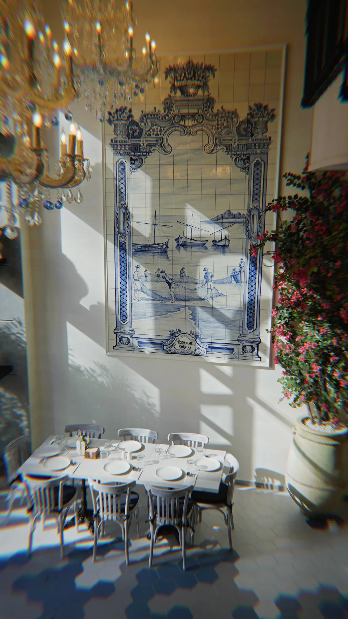 The light-filled entrance and terrace side of La Corbina