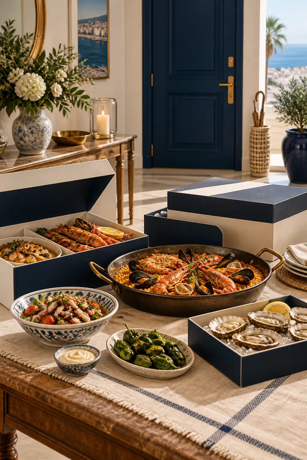A carefully packaged La Corbina seafood delivery at home
